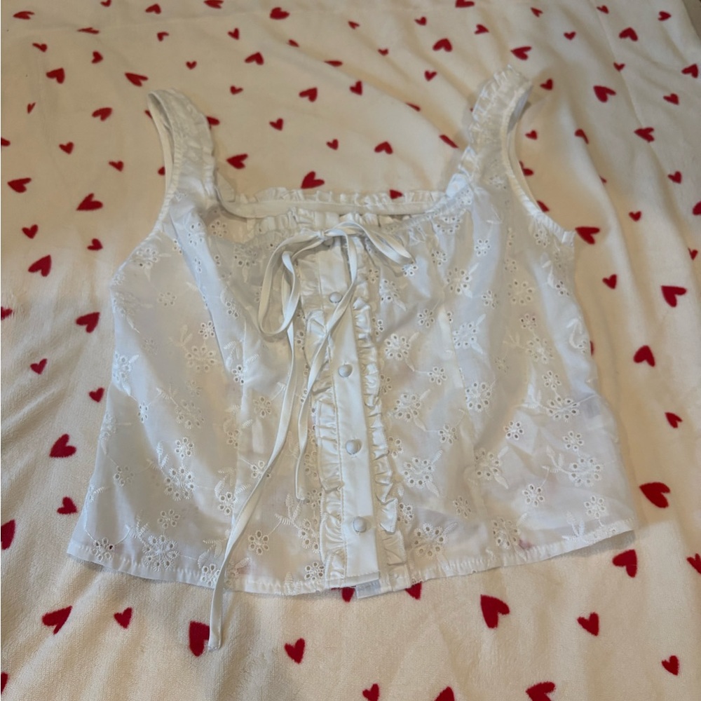 White Eyelet Crop Top
